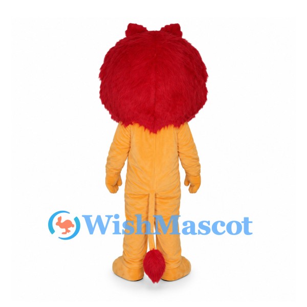 Orange Lion Mascot Costume with Deep Red Mane and Cream Belly