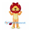 Orange Lion Mascot Costume with Deep Red Mane and Cream Belly