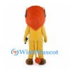 Lion Singer Mascot Costume with Orange Mane Headphones and Microphone