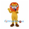 Lion Singer Mascot Costume with Orange Mane Headphones and Microphone