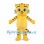 Yellow Tiger Cub Mascot Costume with Brown Stripes and Large Gray Eyes