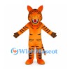 Orange Tiger Mascot Costume with Pointed Ears and White Fangs