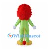 Lion Mascot Costume with Green Body and Long Red Mane