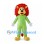 Lion Mascot Costume with Green Body and Long Red Mane