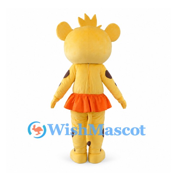 Leopard Cub Mascot Costume with Orange Skirt and Brown Spots