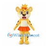 Leopard Cub Mascot Costume with Orange Skirt and Brown Spots
