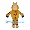 Tiger Mascot Costume in Gold with White Belly and Narrow Eyes