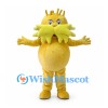 Yellow Monster Mascot Costume with Spiked Collar and Crown Like Hair