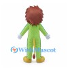 Lion Mascot Costume with Green Body and Sculpted Brown Mane