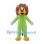 Lion Mascot Costume with Green Body and Sculpted Brown Mane