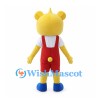 Mouse Mascot Costume in Yellow with Red Overalls and Blue Shoes