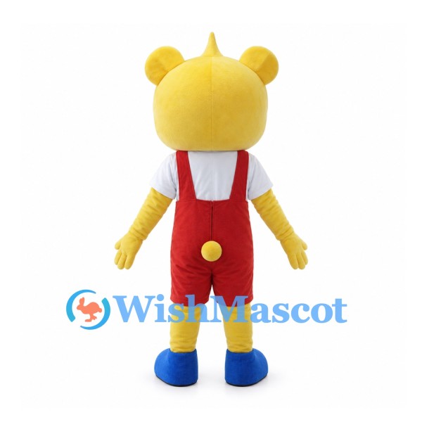 Mouse Mascot Costume in Yellow with Red Overalls and Blue Shoes
