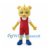Mouse Mascot Costume in Yellow with Red Overalls and Blue Shoes
