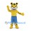 Leopard Mascot Costume in Yellow with Blue Shorts and Black Spots