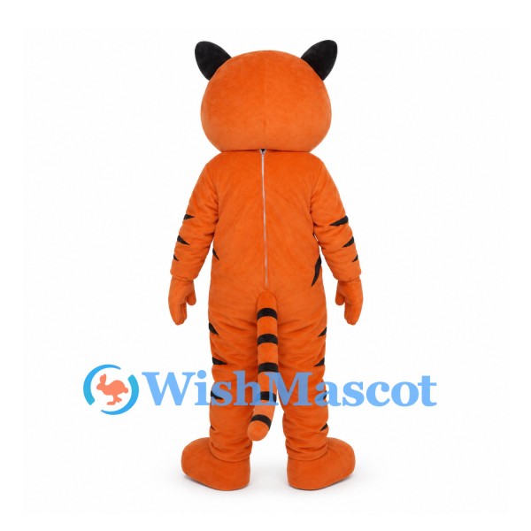 Orange Tiger Mascot Costume with White Belly and Roaring Face