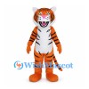Orange Tiger Mascot Costume with White Belly and Roaring Face