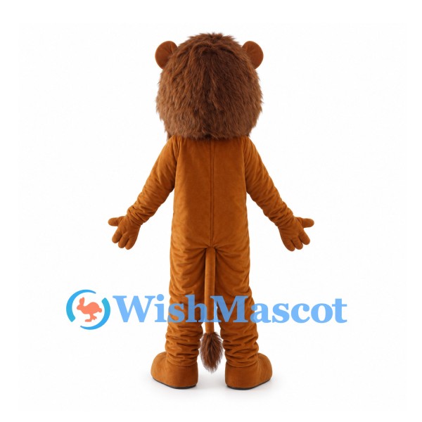 Brown Lion Mascot Costume with Shaggy Mane and Open Mouth
