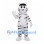 White Tiger Mascot Costume with Black Stripes and Black Hair Tuft