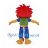 Lion Mascot Costume with Red Mane Green Vest and Blue Pants