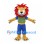 Lion Mascot Costume with Red Mane Green Vest and Blue Pants