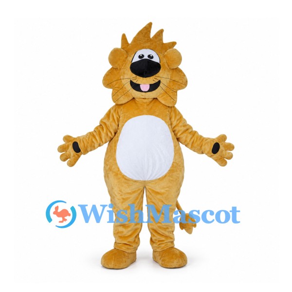 Golden Lion Mascot Costume with Sculpted Mane and White Belly