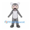 Gray Wildcat Mascot Costume with White Belly and Round Ears