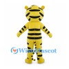 Tiger Character Mascot Costume with Yellow Striped Hood and Red Neck Tie