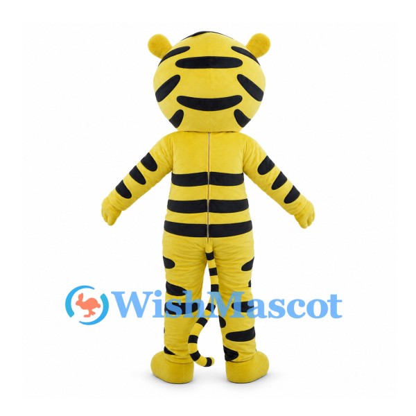 Tiger Character Mascot Costume with Yellow Striped Hood and Red Neck Tie