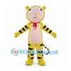 Tiger Character Mascot Costume with Yellow Striped Hood and Red Neck Tie