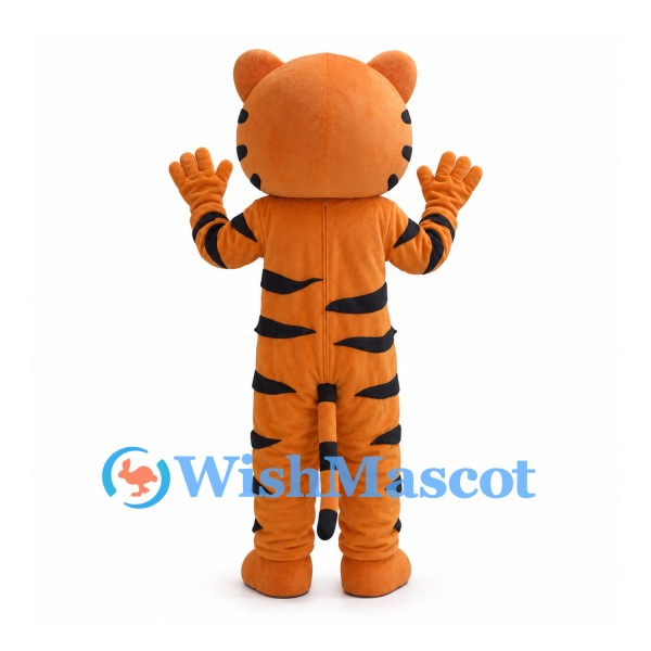 Orange Tiger Mascot Costume with Cream Belly and Large White Muzzle