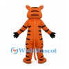 Orange Tiger Mascot Costume with White Belly and Black Gloves