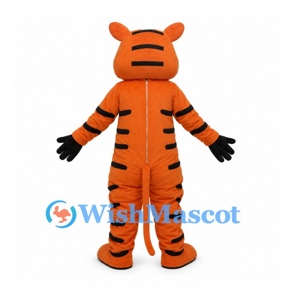 Orange Tiger Mascot Costume with White Belly and Black Gloves
