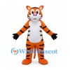 Orange Tiger Mascot Costume with White Belly and Black Gloves