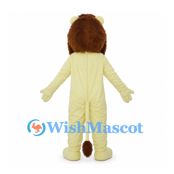 Cream Lion Mascot Costume with Brown Mane and White Muzzle