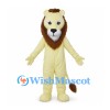 Cream Lion Mascot Costume with Brown Mane and White Muzzle