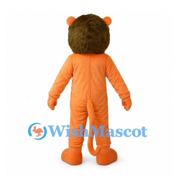 Orange Lion Mascot Costume with Muscular Body and Brown Mane