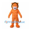 Orange Lion Mascot Costume with Muscular Body and Brown Mane