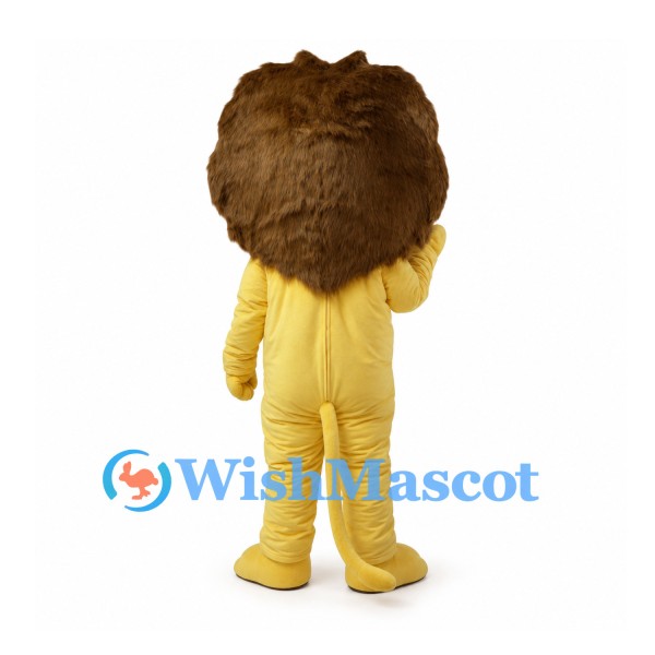 Yellow Lion Mascot Costume with Large Shaggy Brown Mane