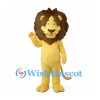 Yellow Lion Mascot Costume with Large Shaggy Brown Mane