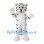 White Tiger Mascot Costume with Black Stripes and Wide Round Eyes