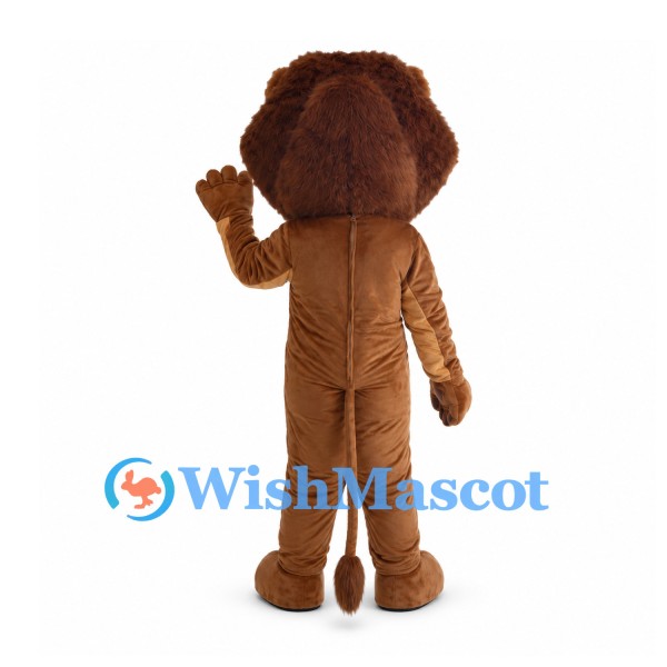 Brown Lion Mascot Costume with Tan Belly and Dark Paw Pads