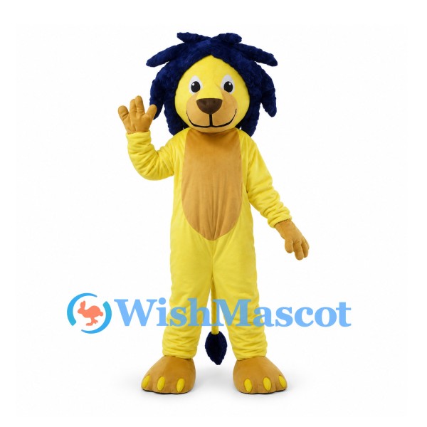Yellow Lion Mascot Costume with Navy Petal Mane