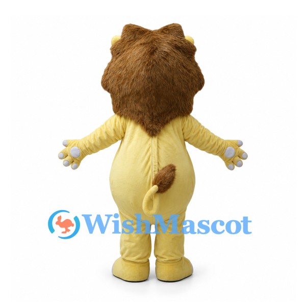 Yellow Lion Mascot Costume with Brown Mane and White Paw Pads