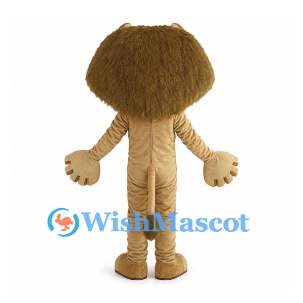 Tan Lion Mascot Costume with Extra Wide Shaggy Mane