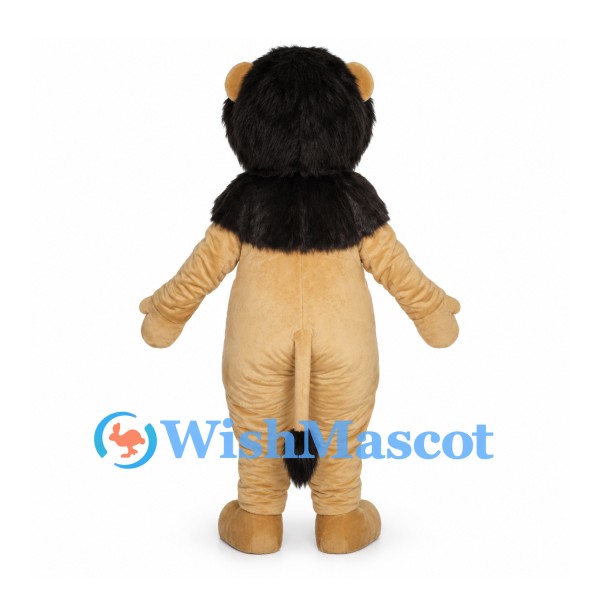 Tan Lion Mascot Costume with Black Mane and Rounded Belly