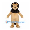 Tan Lion Mascot Costume with Black Mane and Rounded Belly