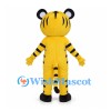 Yellow Tiger Mascot Costume with Round Black Ears and White Muzzle