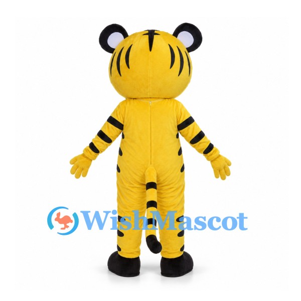 Yellow Tiger Mascot Costume with Round Black Ears and White Muzzle