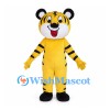 Yellow Tiger Mascot Costume with Round Black Ears and White Muzzle