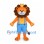 Lion King Mascot Costume with Gold Crown and Blue Suspender Shorts